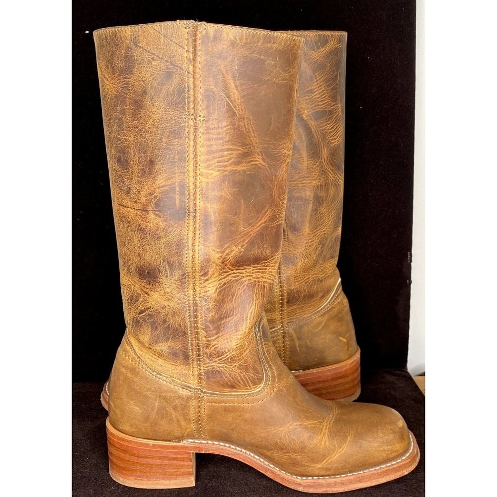 Vintage Frye Campus Knee High Boot Old Tan Leather Size 8.5 - Picture 11 of 11
